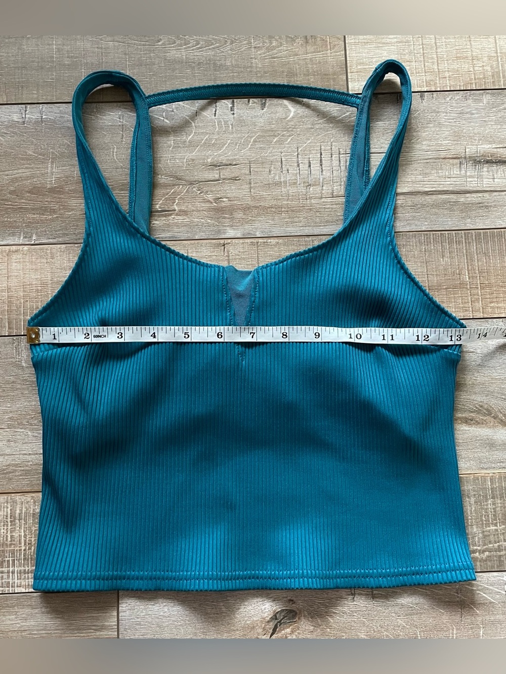 Free People FP Movement Ribbed Athletic Crop Tank Teal Shelf Bra Size Small - Picture 3 of 10